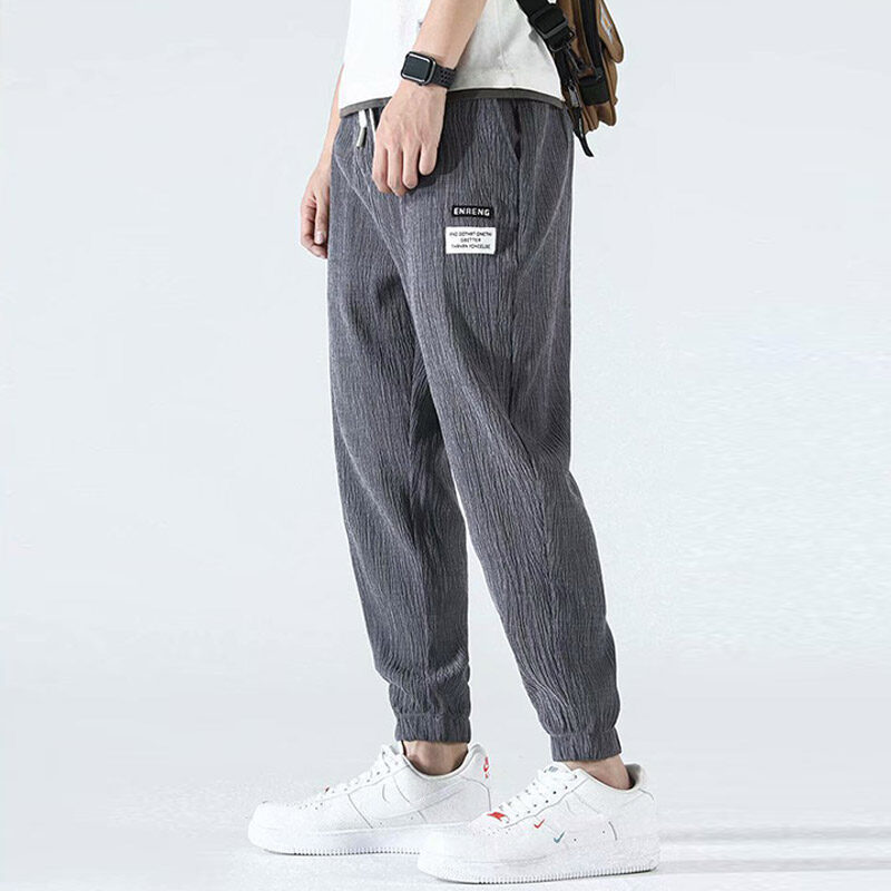 Lansboter men's new casual pants men's trousers men's sports pants plus size pants men's ice silk casual pants