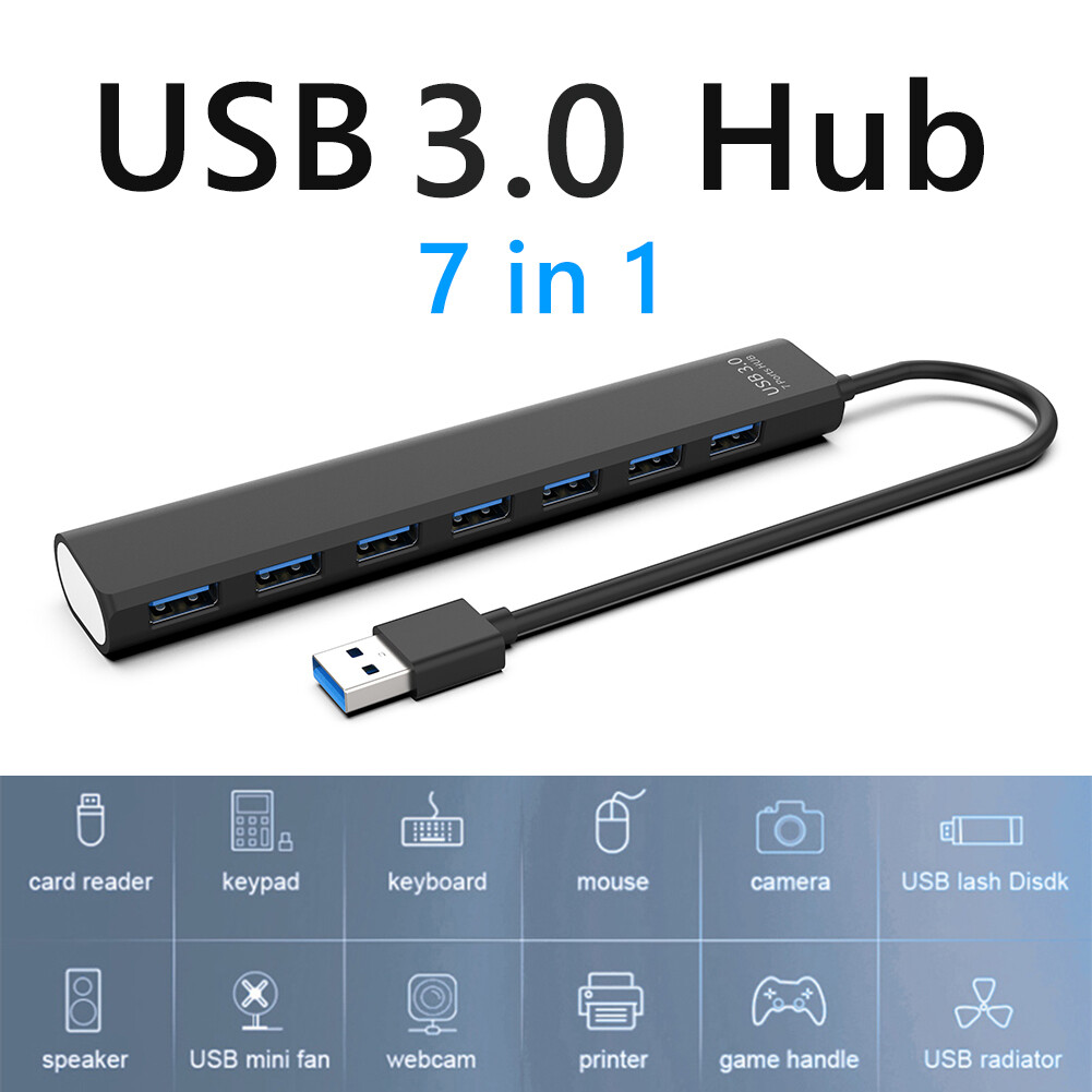 USB 2.0/3.0 HUB Dock Adapter Multi USB Splitter 5Gbps 7 Ports USB Expander