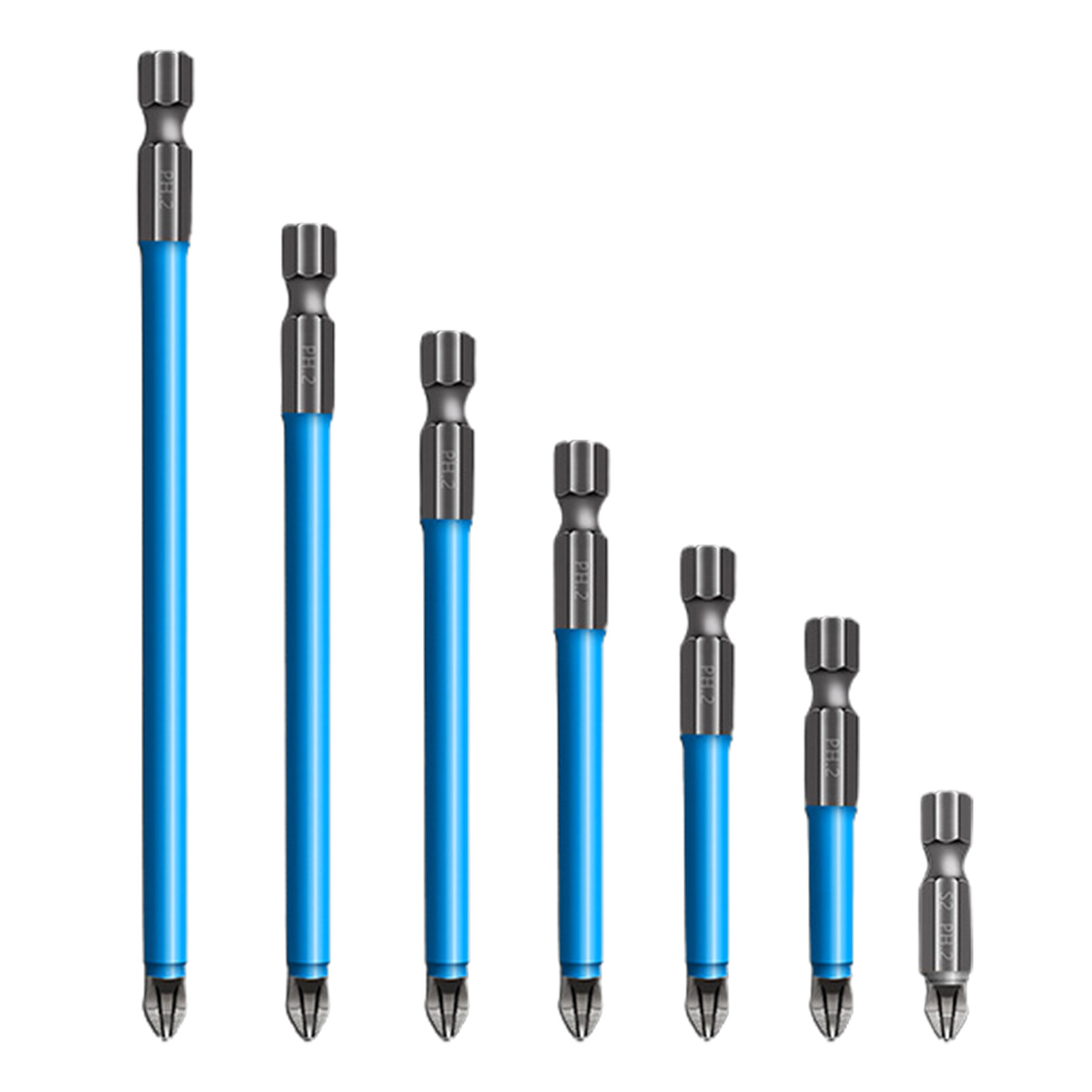 Farfi 7Pcs 25-150mm Anti-slip Electric Magnetic Phillips Screwdriver Bits Tool Kit