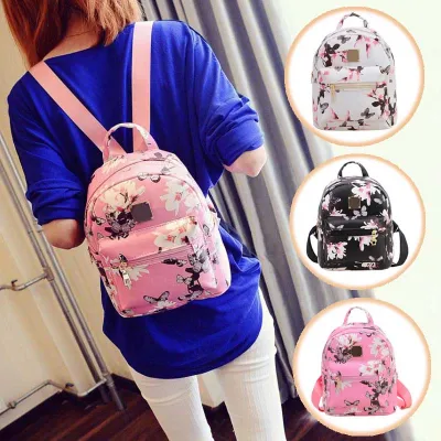 CLEARANCE STOCK SALES PU Leather Pocket Girl Backpacks Fashion Bag Daffodils Rivets Women Bag School Girl Backpack