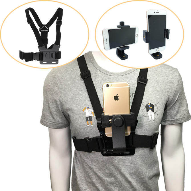Sunnimix giá đỡ dây đeo ngực có kẹp điện thoại di động dây đeo