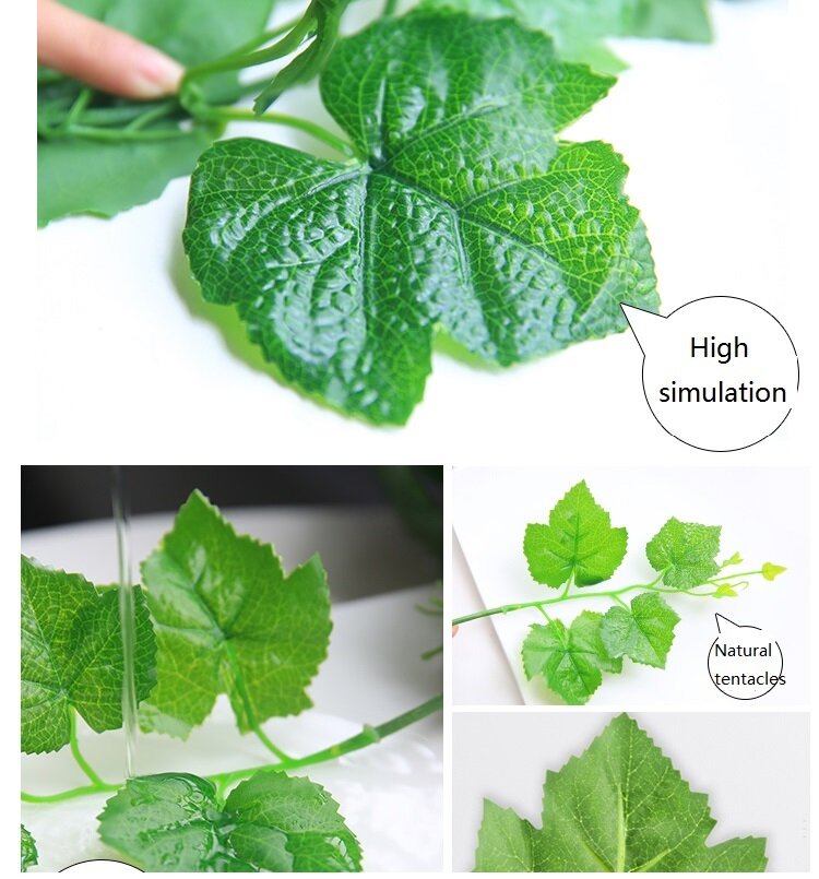 220cm artificial plant artificial rattan plastic artificial green leaf for home decoration