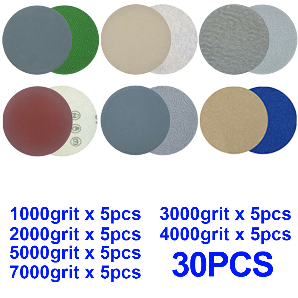 Comforhome 30PCS 3  75mm Round Sandpaper Disc 1000/2000/3000/4000/5000/7000 Grit Waterproof Sanding Paper