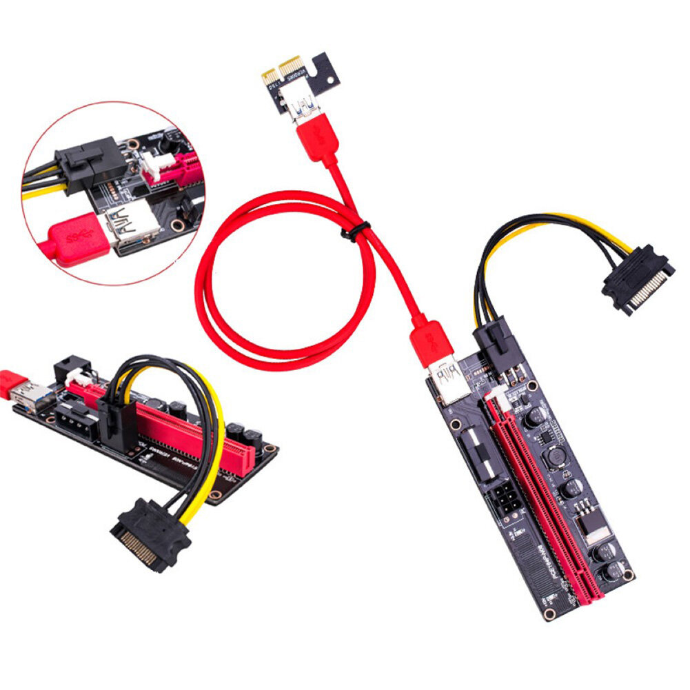 PCI Express Riser Card USB 3.0 Cable PCI-E 1X to 16X Adapter for GPU Mining