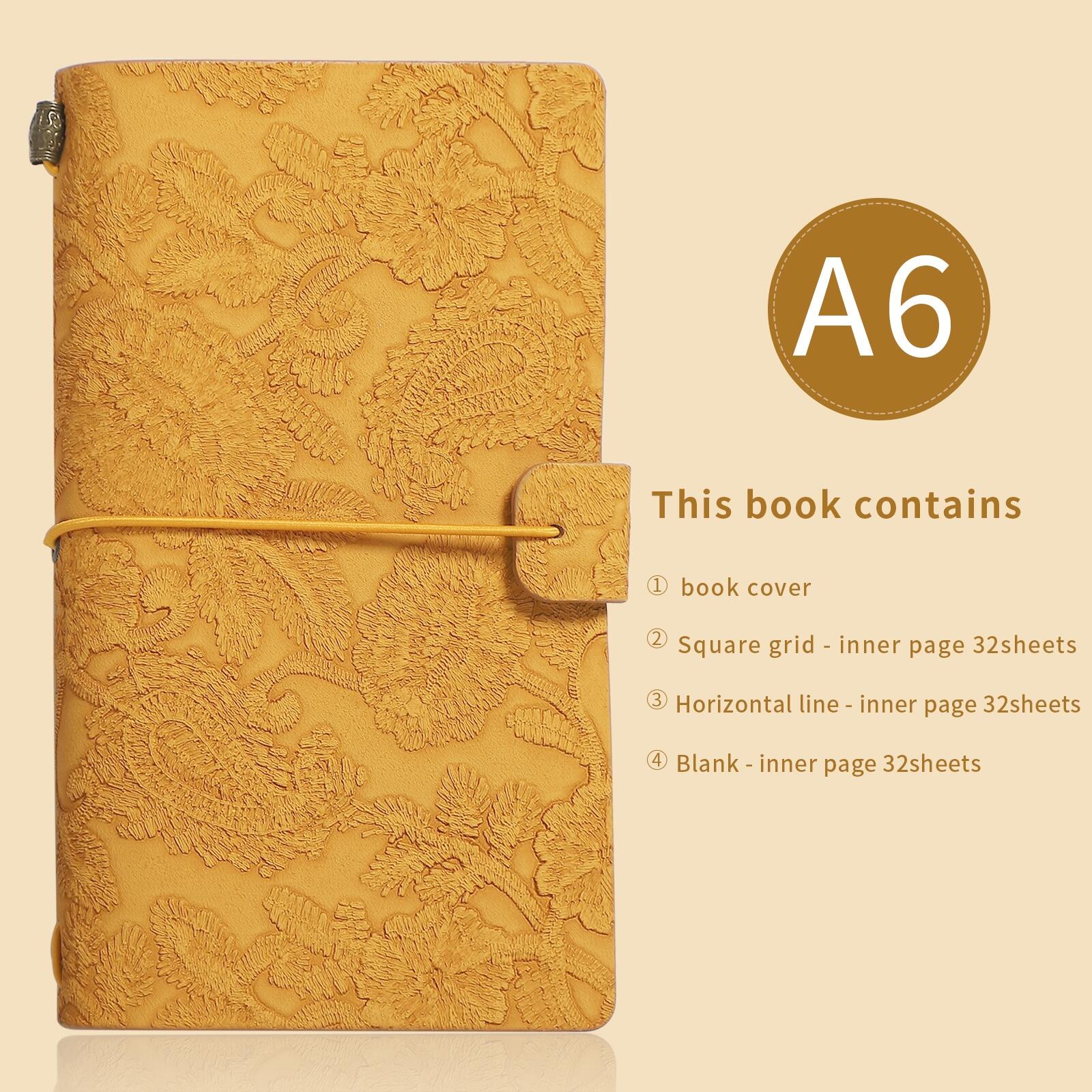 JIANWU 32 Sheets Vintage Embossed Lace Strap Notebook A6 Morandi Portable Journal Travel Book Diary Stationery School Supplies