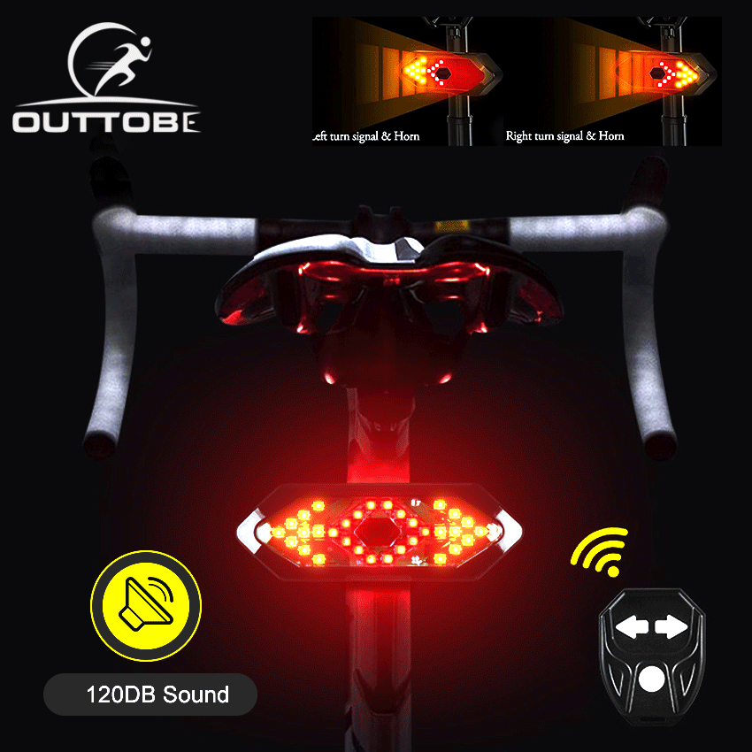 Outtobe Turn Signal Bicycle Tail Light High Bright LED Light Bike Rear Light Waterproof