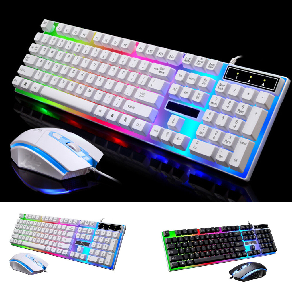 G21 USB Wired Keyboard Mouse Set LED Color Backlight Gaming Computer Mouse Keyboard