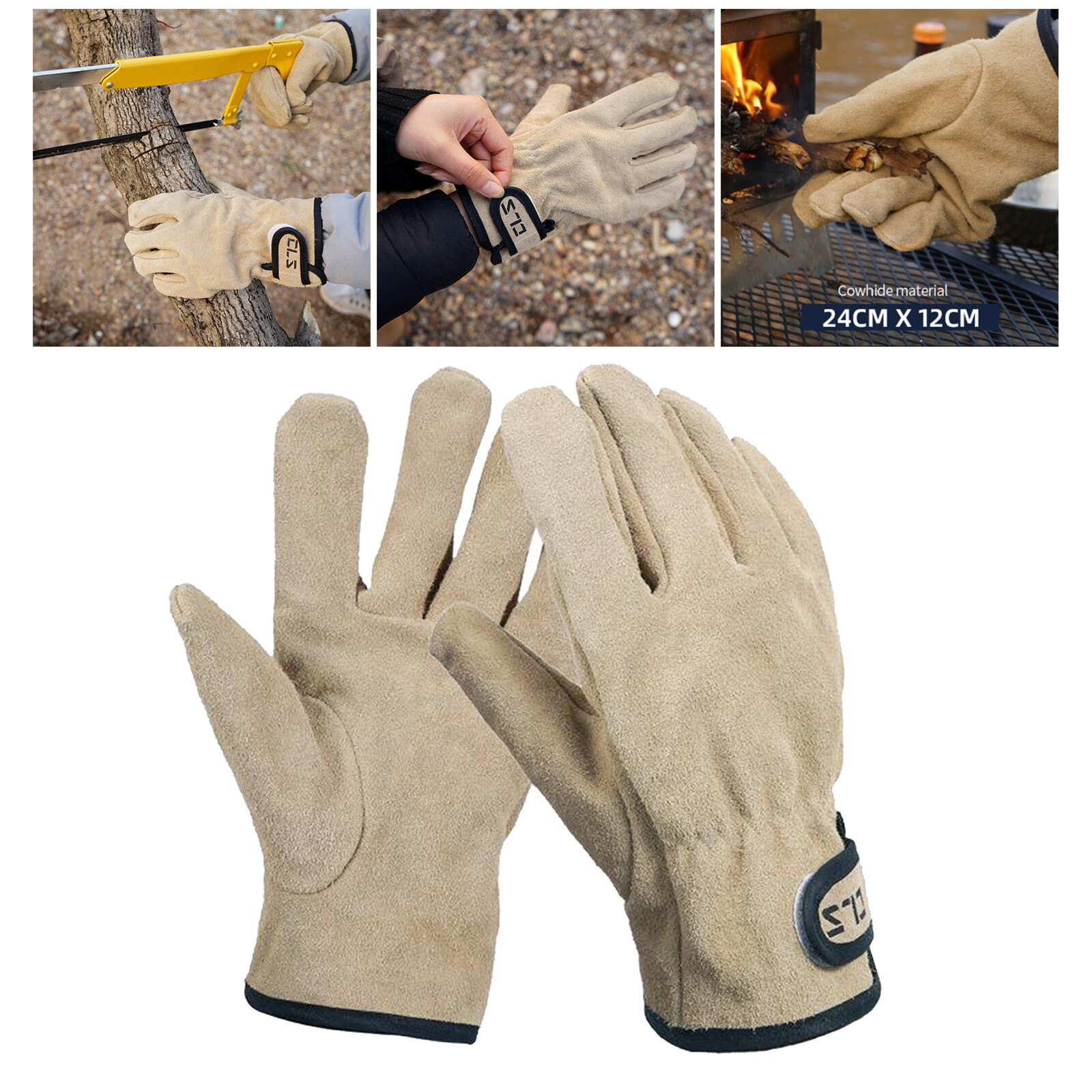 Loviver Heat&Fire Resistant Leather Gloves, Safety Protective Heavy Duty Welding Work Gloves, Wear-Resisting for Yard Work, Gardening, Farm, Construction