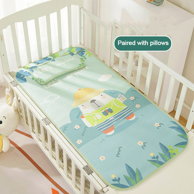 HS Ice Silk Printed Baby Mat Thickened Folding Children Mat Breathable Latex Mat