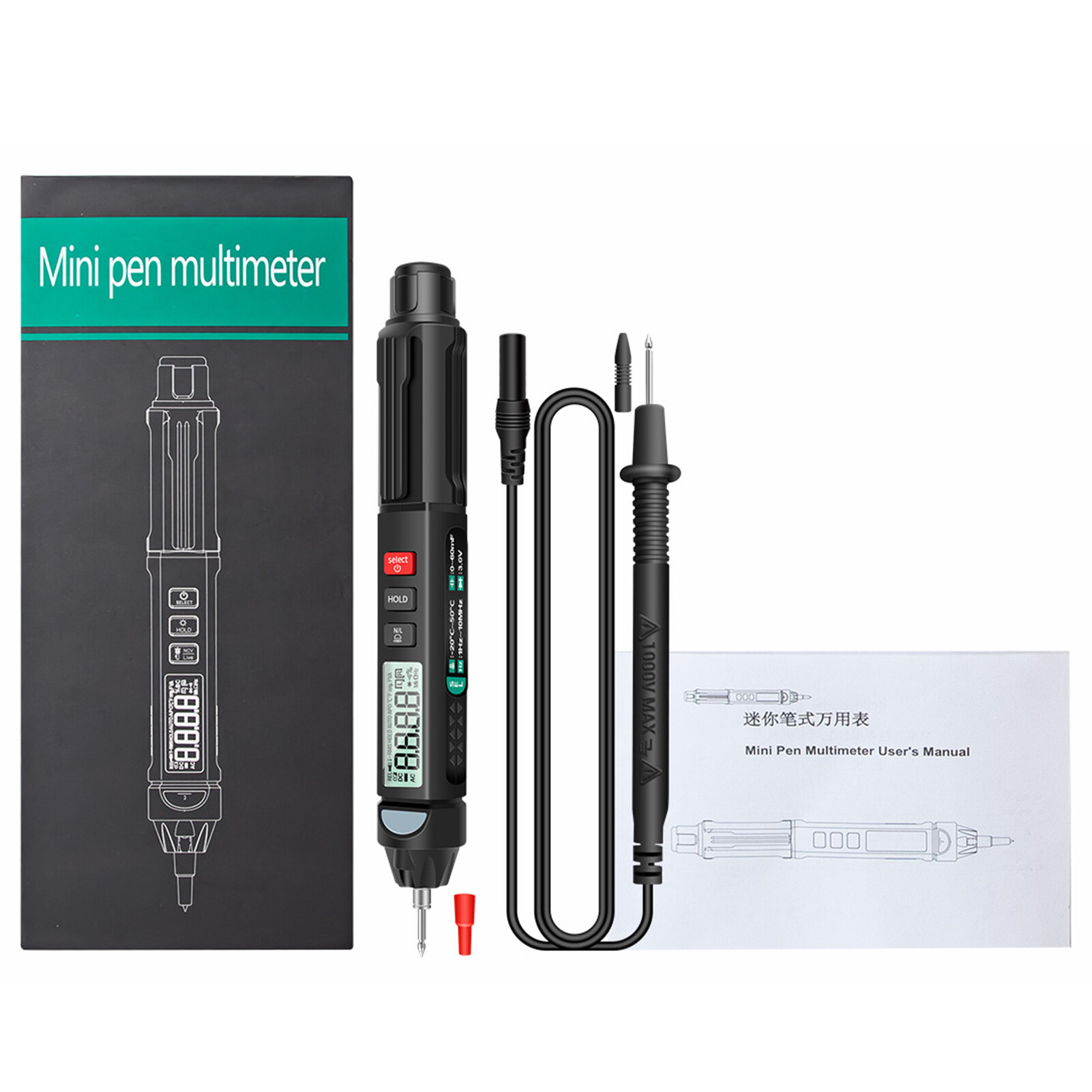 Cảm Biến Thông Minh Bút Vạn Năng, 6000 Đếm Kỹ Thuật Số Vạn Năng Meter Tester Với Đèn Pin Đèn Nền Màn Hình LCD Tự Động Tắt NCV Để Kiểm Tra Liên Tục Điốt Điện Dung Điện Trở Dòng Điện (A3008/A3007)