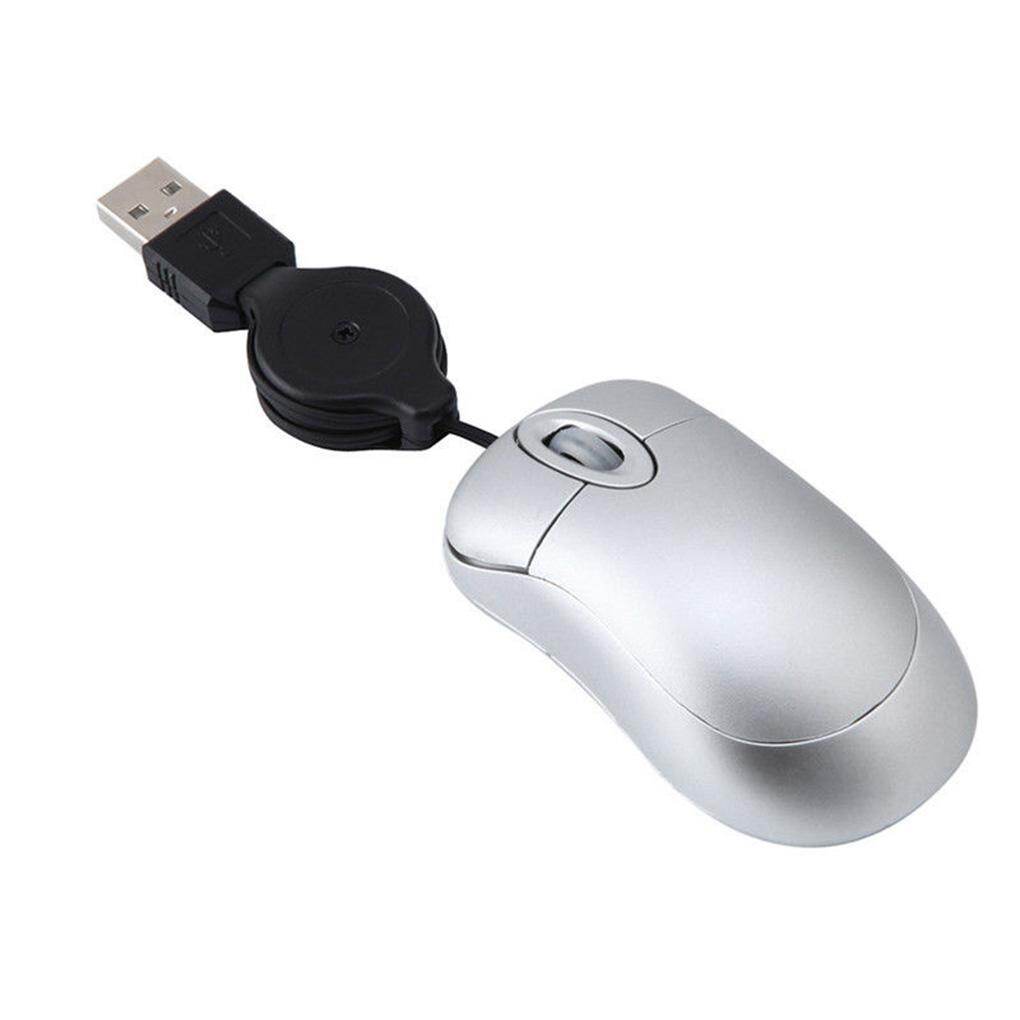 Lovely Mini Wired Mouse Retractable USB Cable Ergonomic Office Computer PC Laptop Gaming Mice