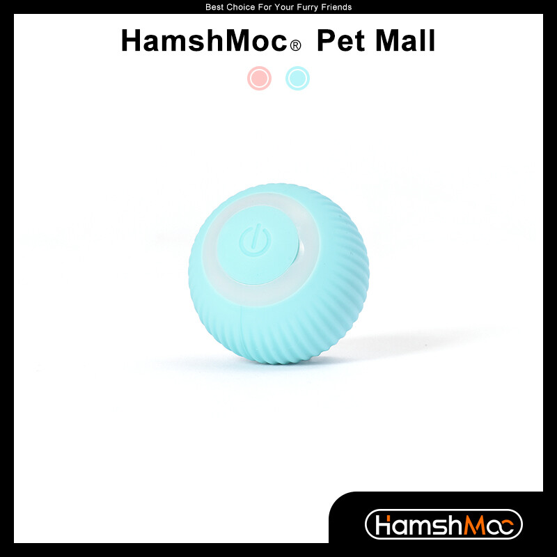HamshMoc Interactive Cat Toy Ball Smart Electric Automatic Rolling Ball Led For Cat Intelligent Teaser Pet Toy USB Charge Kitten