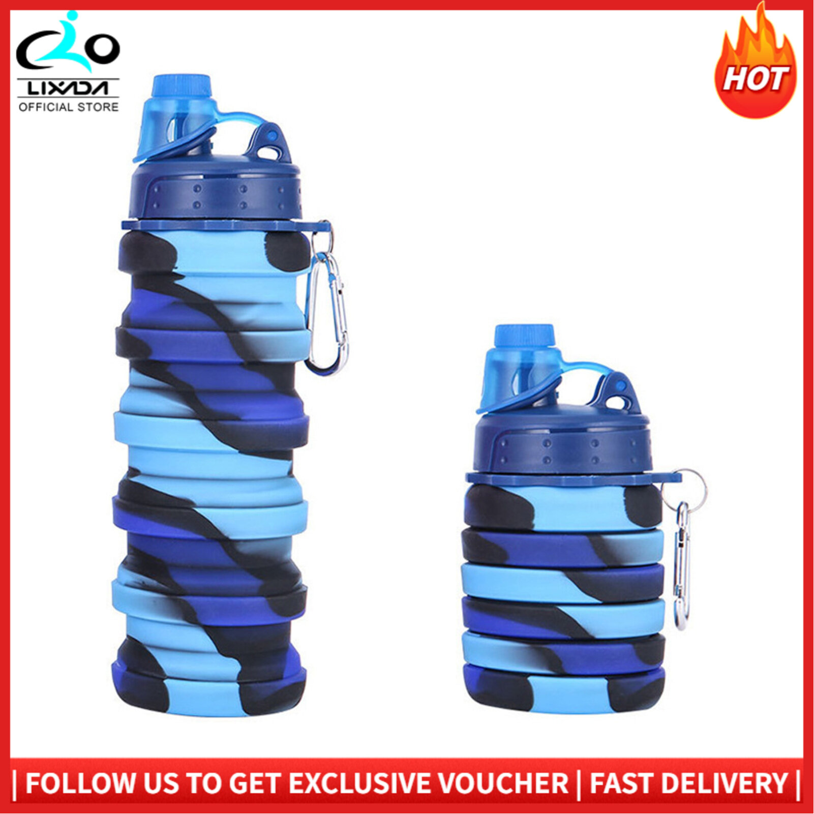 LIXADA Silicone Silicone Travel Bottles Foldable Bottle Sport Water Bottle 500ml