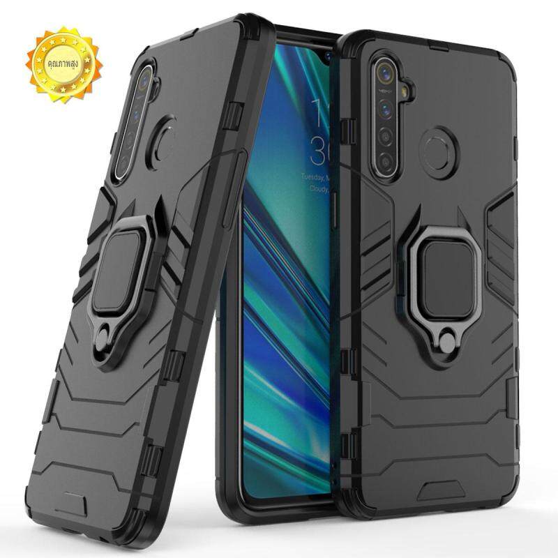 Giá XICCI For OPPO Realme 5 Realme 5 Pro Case, Litchi TPU and Hard PC Luxury Armor Shockproof Metal Ring Holder Cover Phone Casing