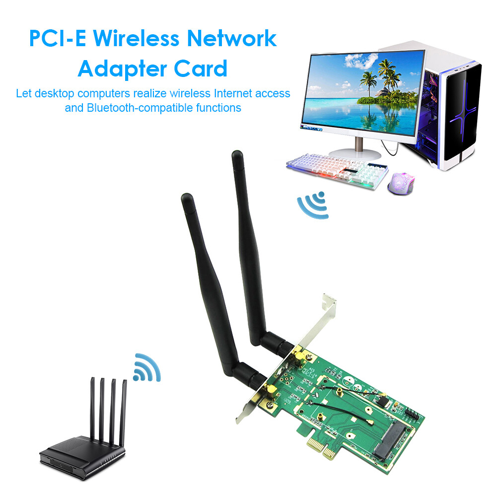 Wireless Network Card WiFi Mini PCI Express to Desktop PCIe Adapter Card