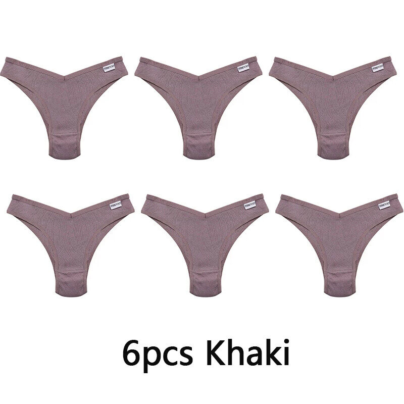 FINETOO 6pcs Cotton Panties Lingerie Women Underwear Briefs Female Underpants Pantys Bikini Solid Color Tangas