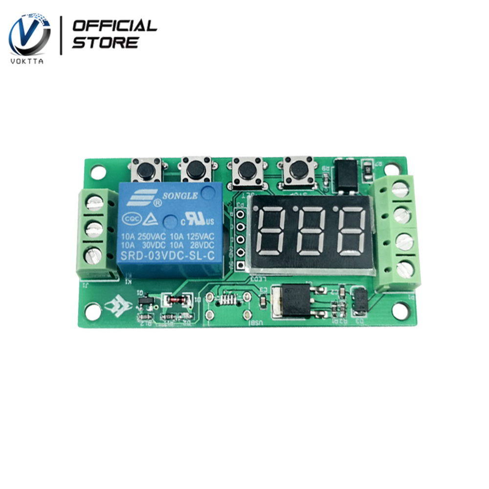 VOKTTA Mô-đun Công Tắc Mạch Rơ Le Thời Gian Trễ Hiển Thị Kỹ Thuật Số LCD 5V-30V Công Tắc Độ Trễ Rơ Le Thời Gian Chu Kỳ Có Thể Điều Chỉnh Tự Làm