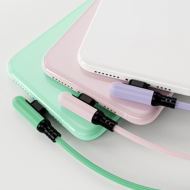 90 Degree 3A Fast Charging USB Cable Cord /Fast Charging Charger Liquid Silicone Data Cable Compatible with IPhone