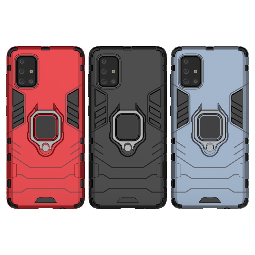 For Samsung Galaxy A71 Armor Case With Stand Magnetic Ring Holder Bracket Anti-Fall Soft Edge Shockproof Back Cover Casing