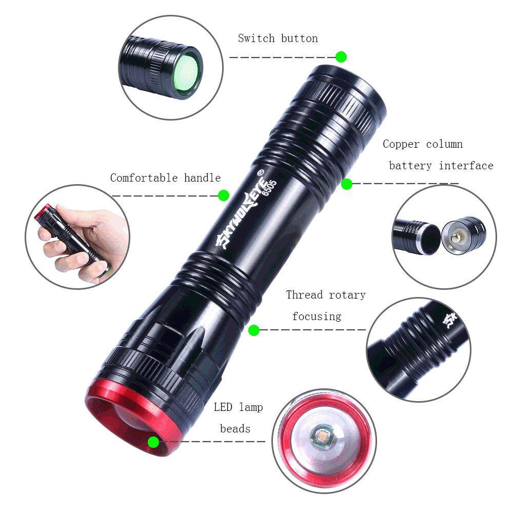 Skywolfeye 3 Mode Xpe Led 18650 Flashlight Outdoor Camping Torch