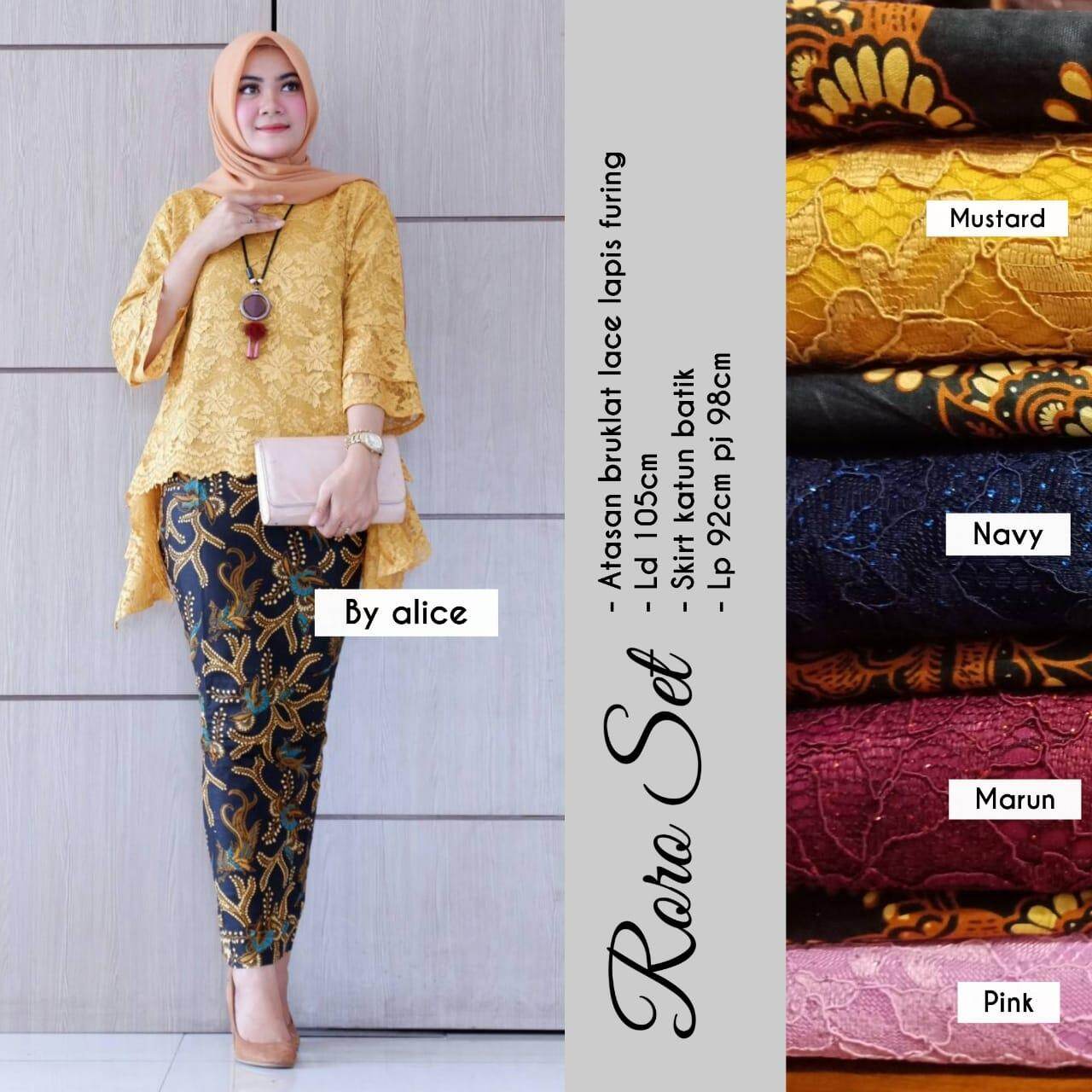 Roro Set Baju Kurung Mini Modern Lace Skirt Batik Muslim Fashion Hijab Hari Raya Original By Alice Pree Order Eta 12 Hari Lazada