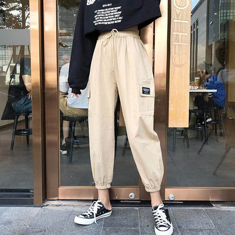 women's drawstring ankle cargo pants