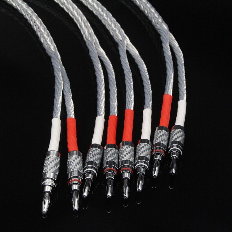 5 Pair OCC Silver-Plated Hifi Speaker Cable High Performance Speaker Amplifier Sound Connecting Line With Banana