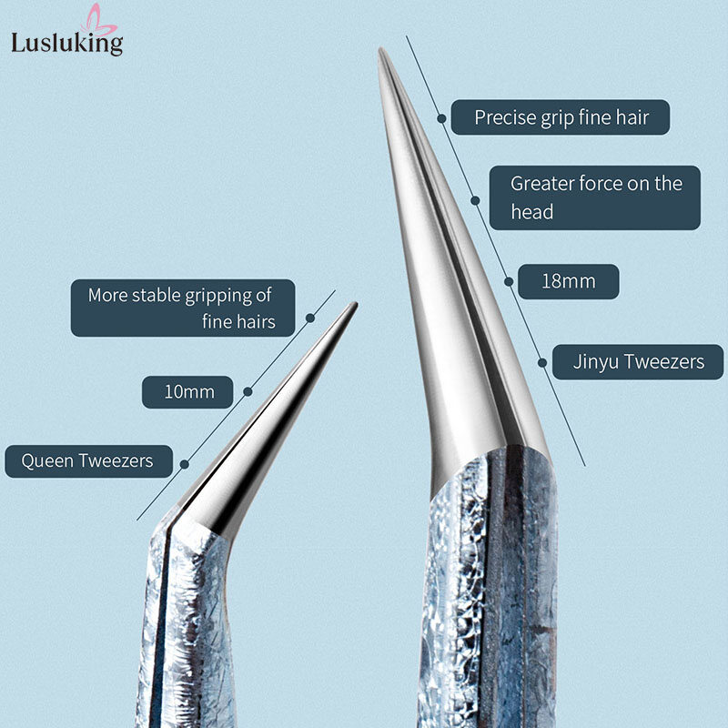 Eyelash Extension Tweezers With Cracked Ice Pattern Tweezers