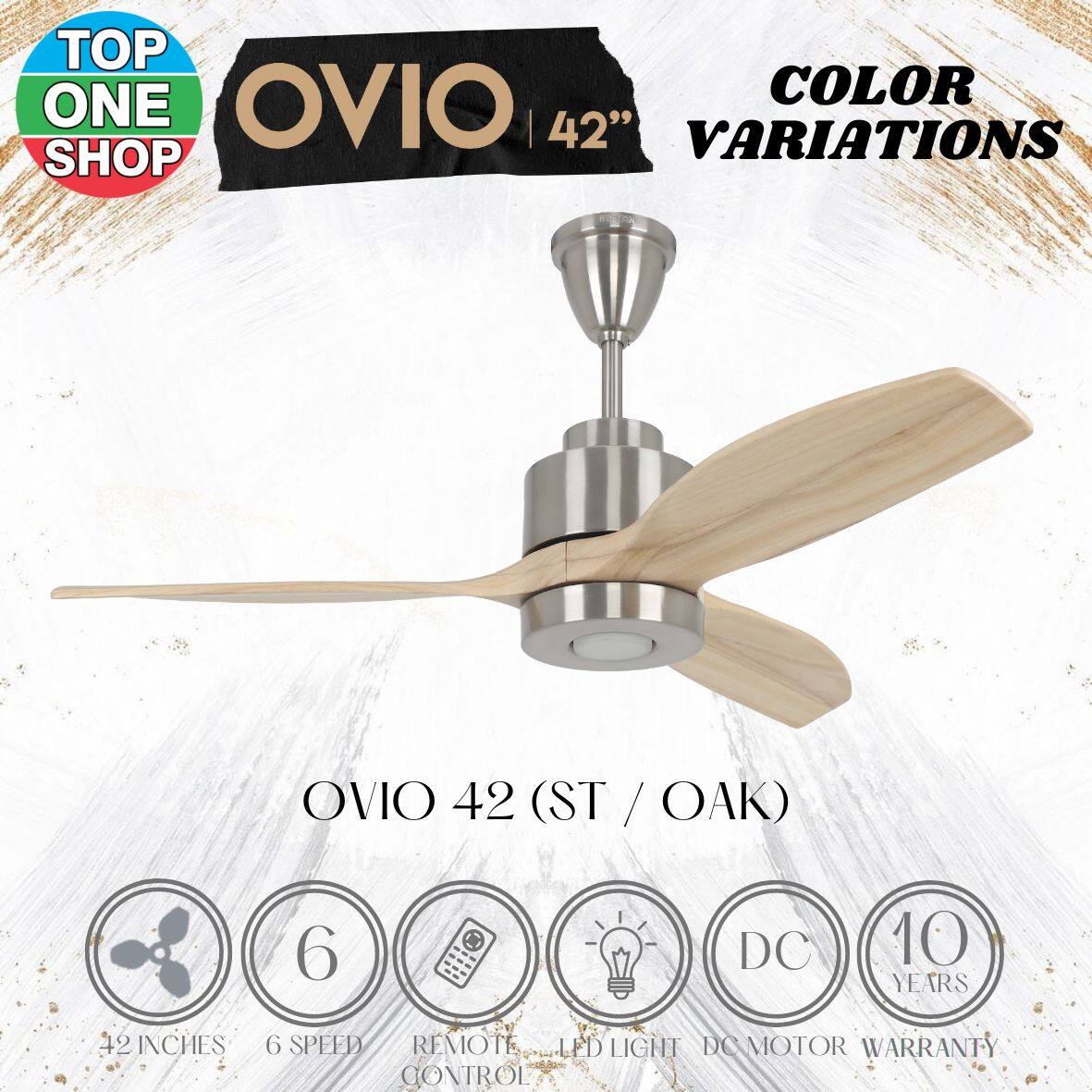 NSB FAN OVIO 42 INCH DC MOTOR CEILING FAN 6 SPEED C/W Remote Control