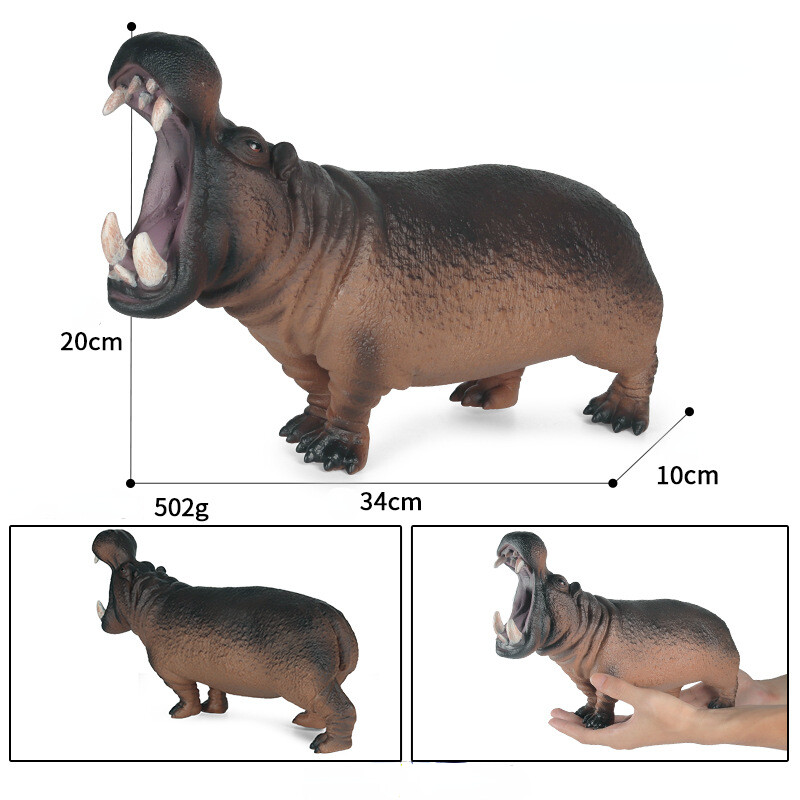 Simulation Animal Model Children's Cognitive Plastic Toys Large Rhino Hippo Lion Elephant Cheetah Ornaments PVC Miniature Collection Toys Educational Kids Toy Toys for Boys Toys for Girls