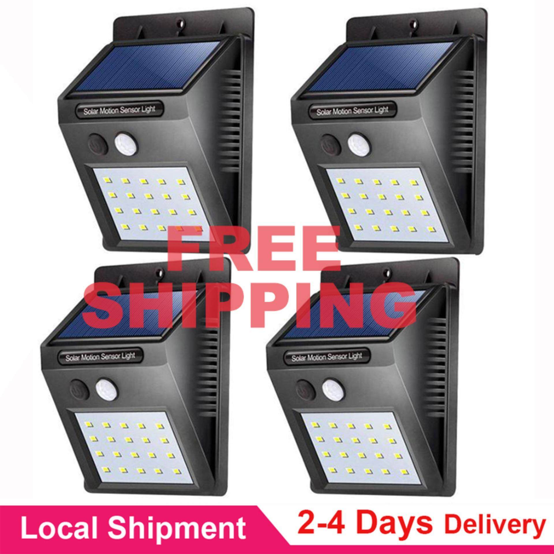 4 Pack 35 Led Solar Lights Outdoor Q Waterproof Motion Sensor Light Wireless Outside Wall Lamp For Driveway Patio Garden Path