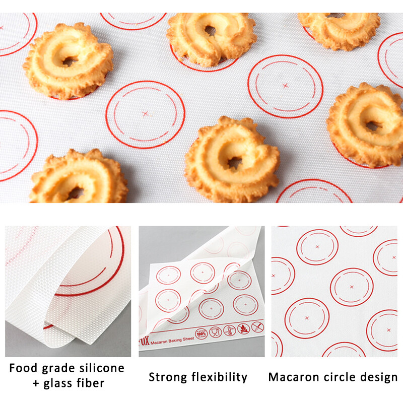 SHOOTHE Macaroon Pastry Cookie Non-Stick Multi Purpose Bake Liner Pad Kitchen Supplies White Rolling Dough Mat Food Grade Silicone