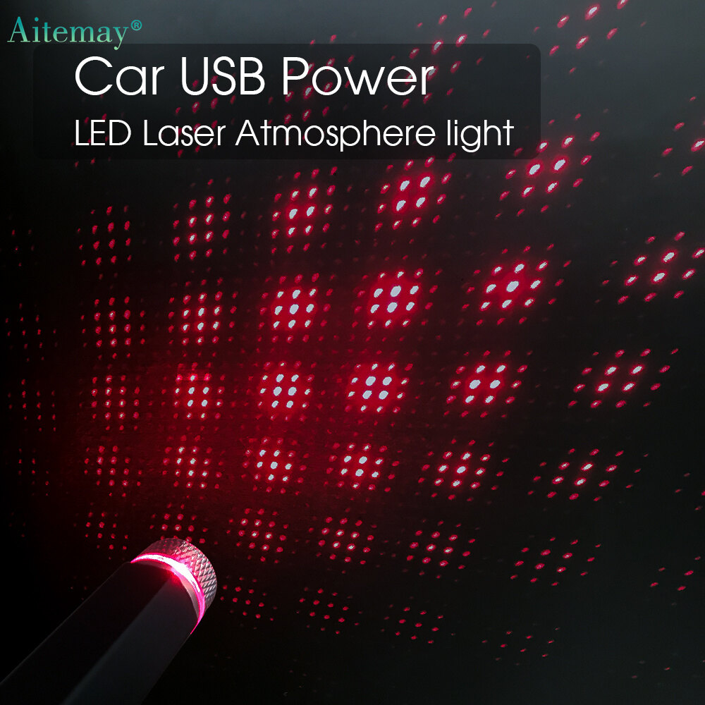 Aitemay USB LED Atmosphere Light Car Roof Star Light Auto Ceiling Laser Projector Light Adjustable Decorative Lamp