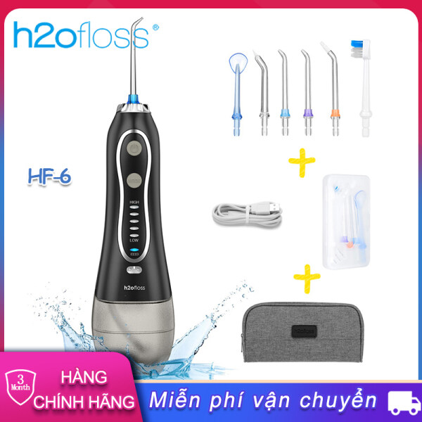 Máy Tăm Nước H2OFLOSS HF-6, Máy Tăm Nước Cầm Tay với 5 Đầu Vòi, 5 Chế độ, Pin dùng tới 15-30 ngày, Bình Nước 300ml có thể tháo rời HÀNG CHÍNH HÃNG 12 tháng