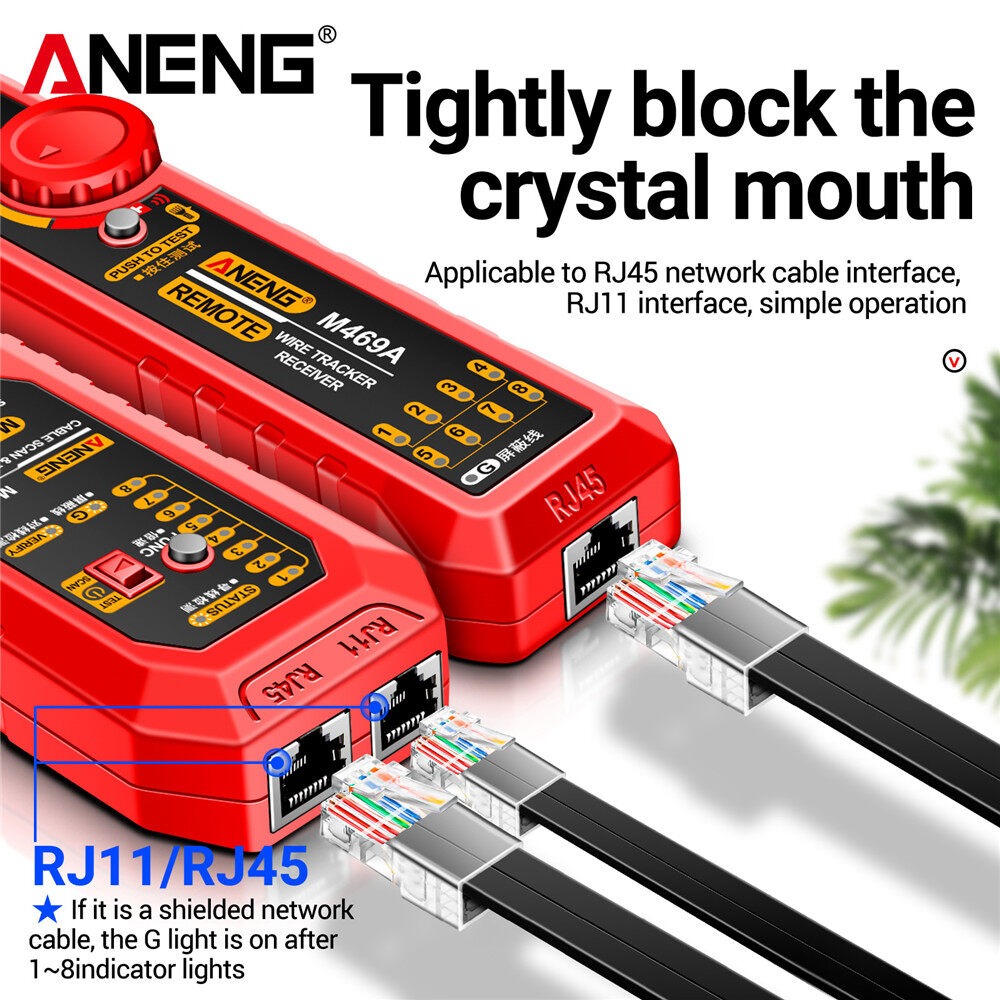 ANENG M469A LAN Cable Tester Finder RJ45 RJ11 Wire Tracker Receiver Multi Test Networking Tool with Flashlight Network Repair Tool