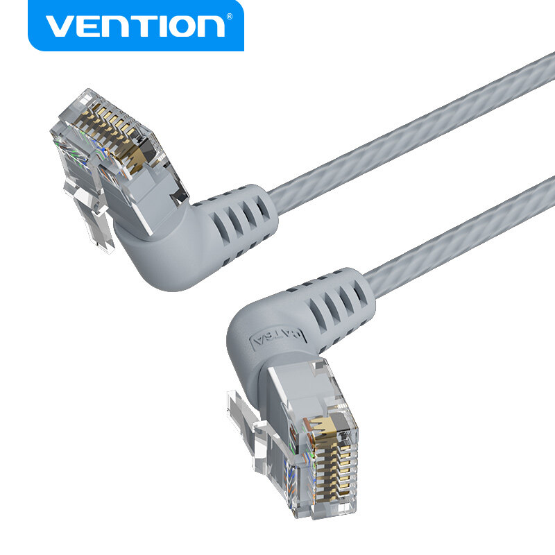 Vention Cat6A rotatable double elbow Ethernet Cable network cable 10Gbps UTP RJ 45 connector Ethernet Patch Cable Compatible Patch Cord for Modem computer Router Cable Lan computer cable