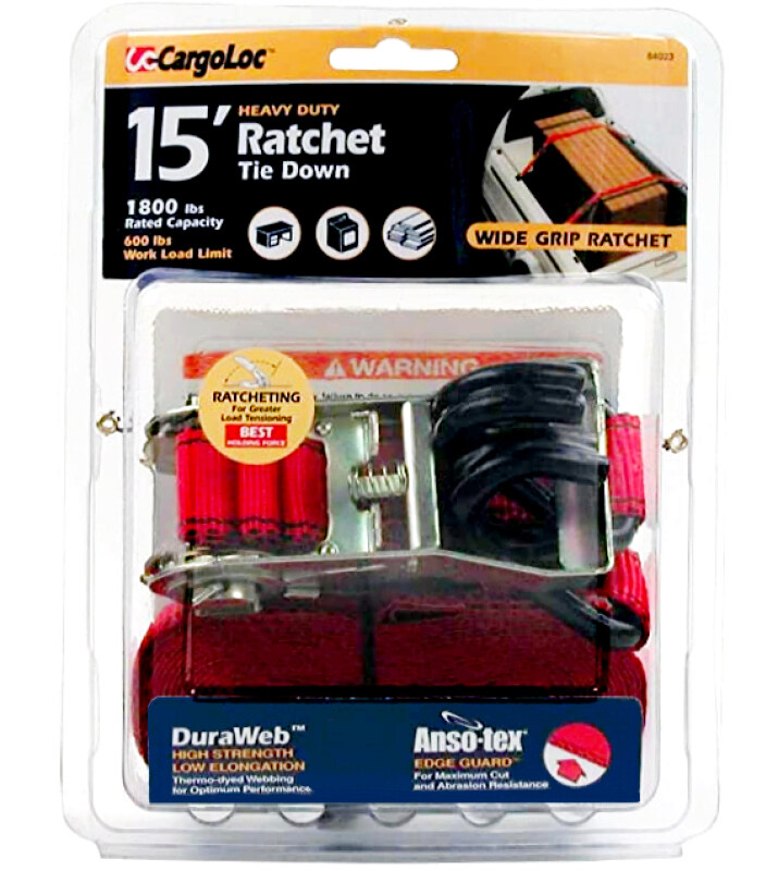 CARGOLOC 15 1800LB Heavy Duty Ratchet Tie Down, for Lorries, 4x4s, MPV, SUV, Trucks and 7seaters, Cargo Carriers