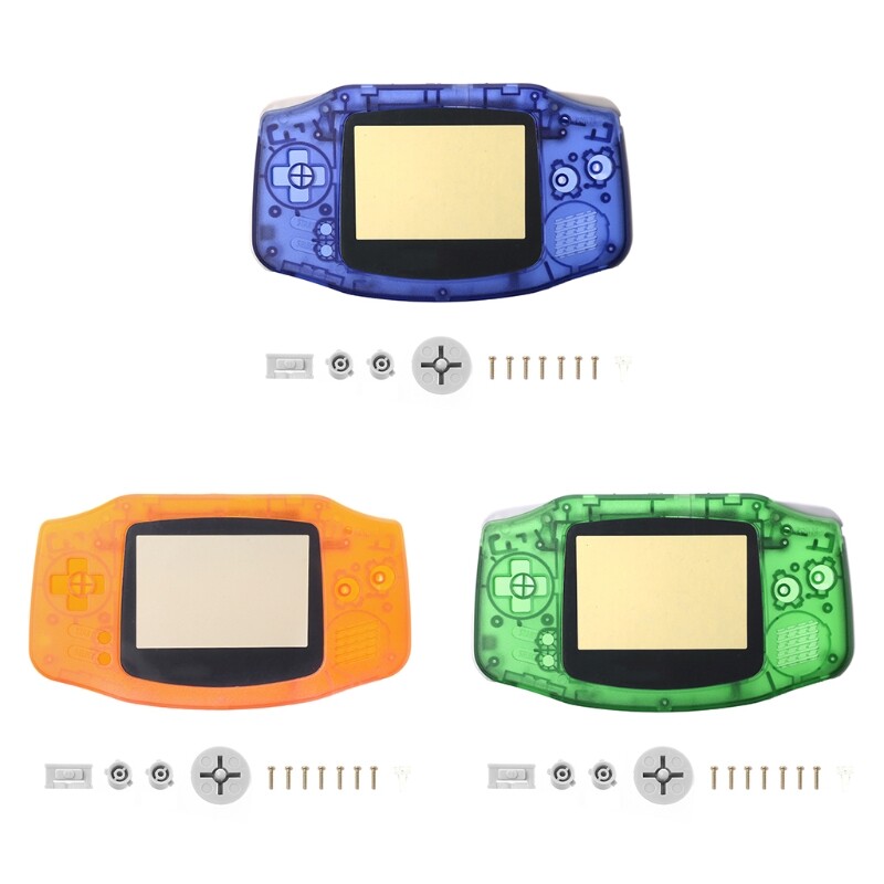 โปร่งใสเต็มชุดเคสฝาครอบกรอบอะไหล่ซ่อม ชุด สำหรับ GameBoy Advance GBA