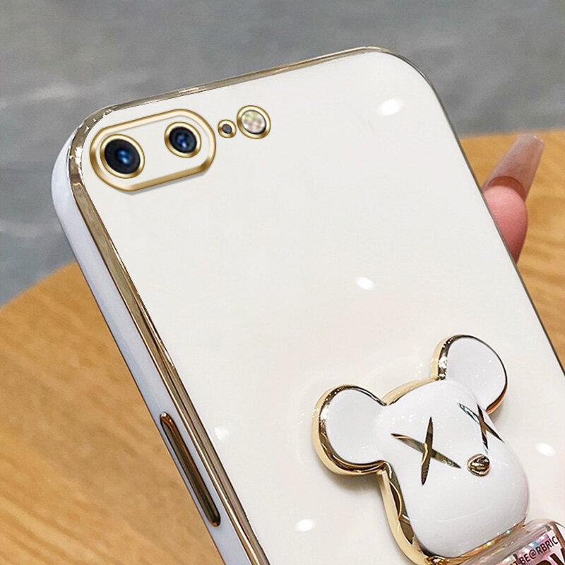 YBD 3D Candy Bear Bracket Phone Case For iPhone 6 6S Plus 7 Plus 8 Plus SE2020 iPhone X XS Max XR High End Soft Silicone Material(Bracket Can Rotate)