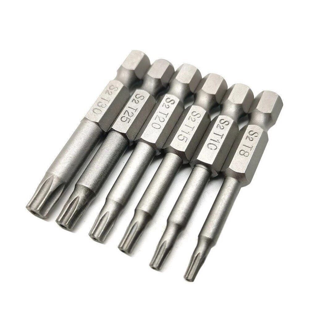 6pcs 50mm Torx Screwdriver Bits 1/4\ Hex Shank T8 T10 T15 T20
