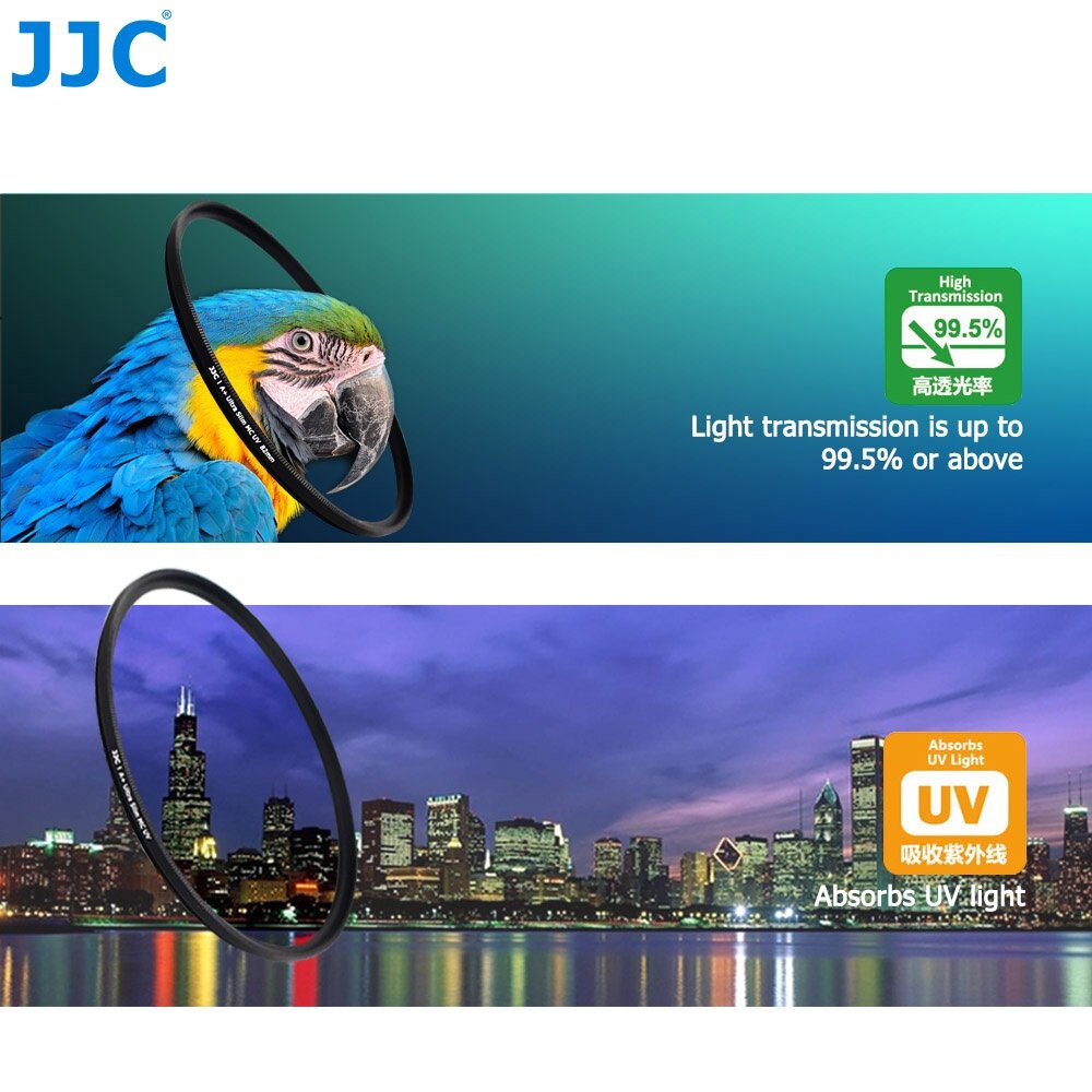 JJC Bộ lọc ống kính máy ảnh Bộ lọc UV đa lớp siêu mỏng 0,03 
