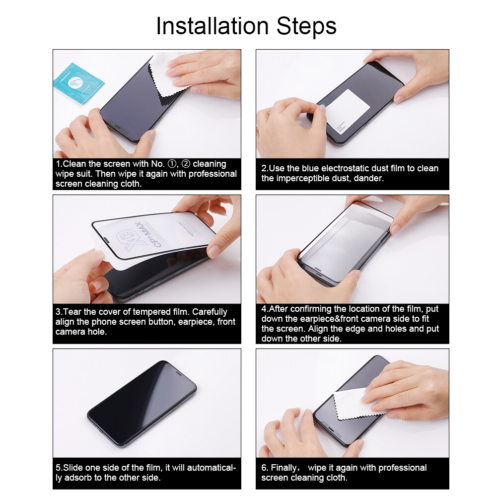Nillkin Full Coverage Tempered Glass for Apple iPhone 13 12 11 Pro Max 13 mini 0.33MM 2.5D CP+Pro Anti-fingerprint Fully Cover Screen Protector Film