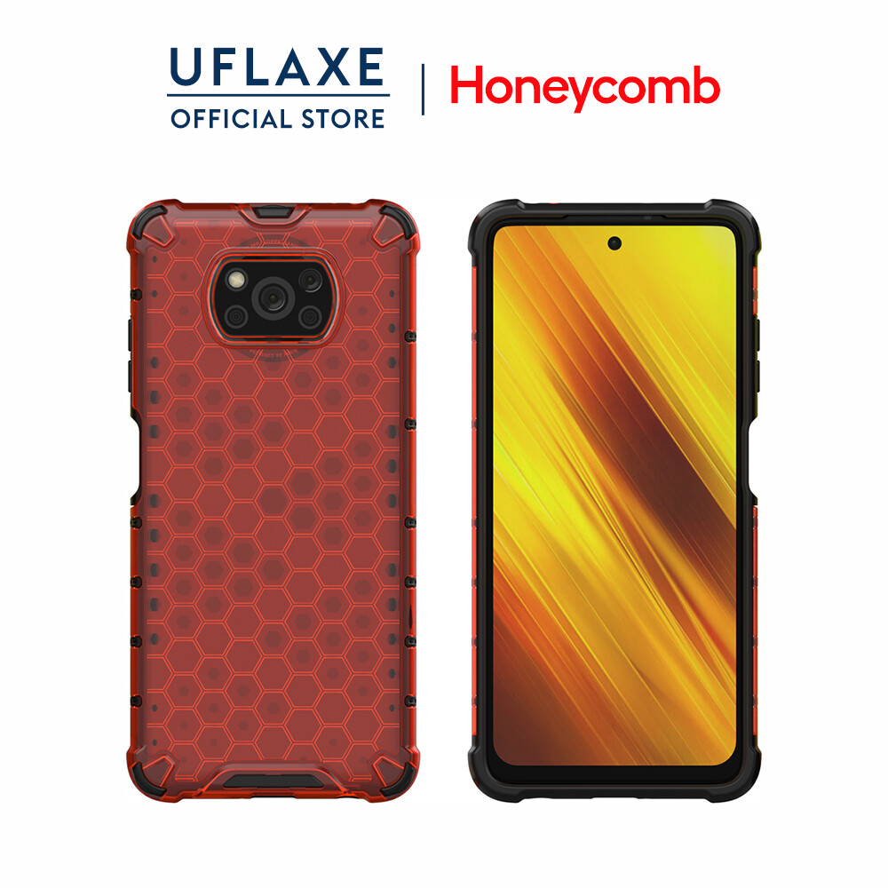 Uflaxe honeycomb shockproof hard case for xiaomi poco x3 nfc / poco x3 pro / poco x3 gt full protection clear translucent case durable back cover anti-shock protective casing