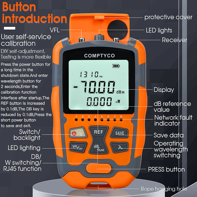 COMPTYCO AUA-M70 Mini 4 in 1 Multifunction Optical Power Meter Visual Fault Locator Network Cable Test optical fiber tester