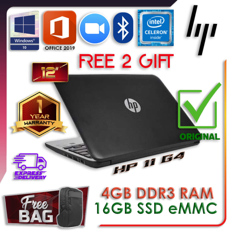 HP 11G4 WINDOW 10 LAPTOP - INTEL CELERON DUAL CORE PROCESSOR / 4GB DDR3 RAM / 16GB SSD STORAGE / 11.6 INCH / HDMI / WEBCAM / ORIGINAL / LAPTOP / 1 YEAR WARRANTY Malaysia