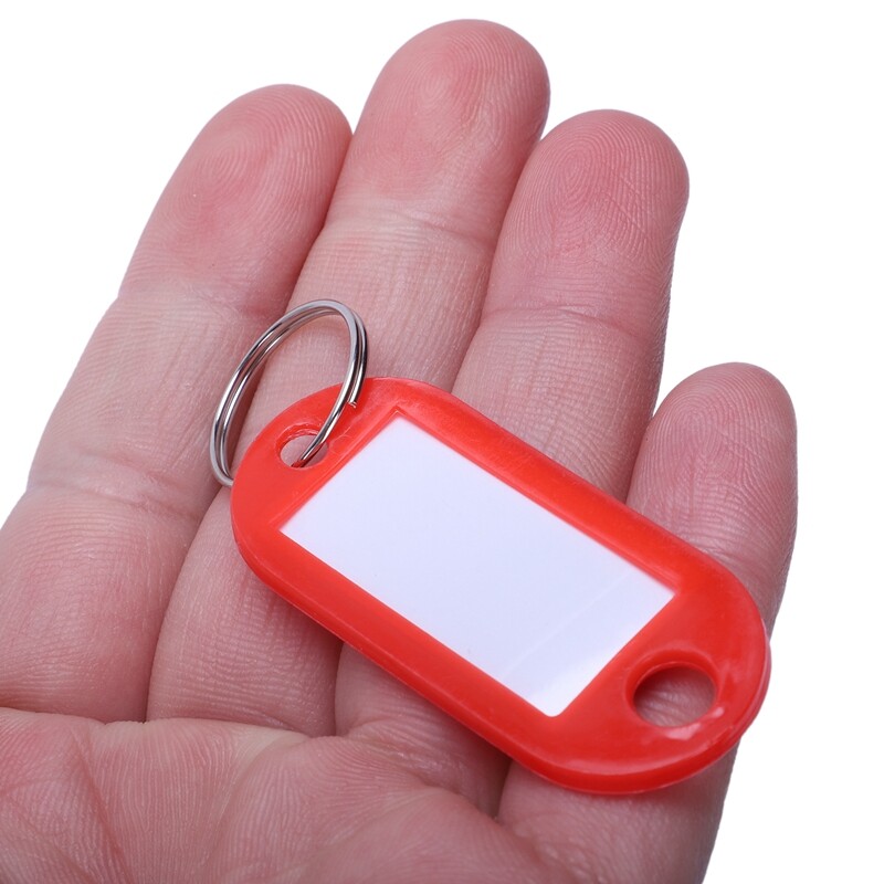 50 Pcs Plastic Keychain Key Tags ID Label Name Tags Split Ring