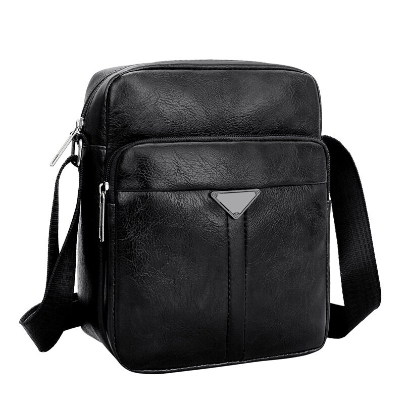 QFDI Men's crossbody PU leather multi-layer large capacity single backpack