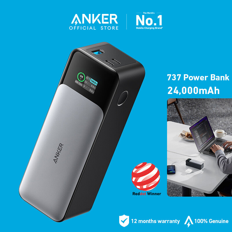 Anker 737 Power Bank (PowerCore 24K) 24000mAh 3-Port Portable