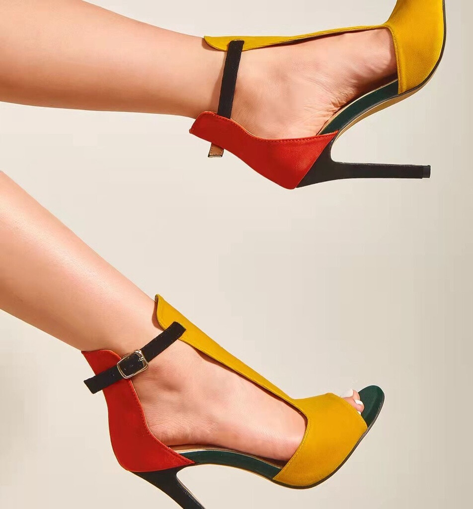 yellow wrap heels