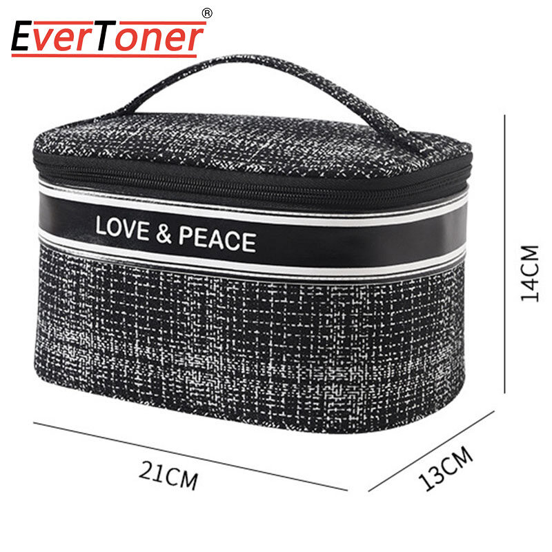 EverToner Cosmetic Bag Travel Lady Makeup Storage Bag Zipper Opening Wear-resistant Polyester Toiletries Organizer for Home Wash Bag